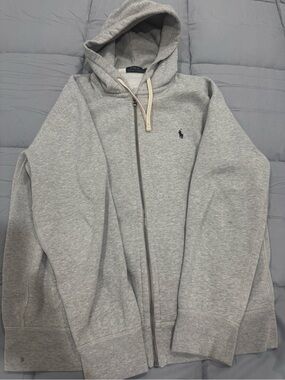 Polo by Ralph Lauren Light Gray Full-Zip Hoodie with Navy Pony